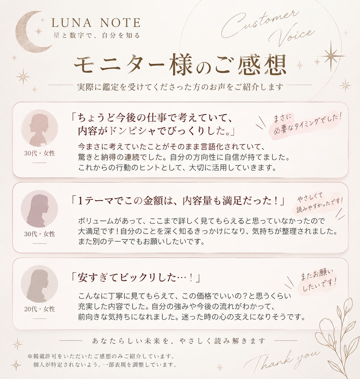 数秘術×西洋占星術であなたを読み解きます 星と数字から、今のあなたに必要なヒントをお届けします イメージ4