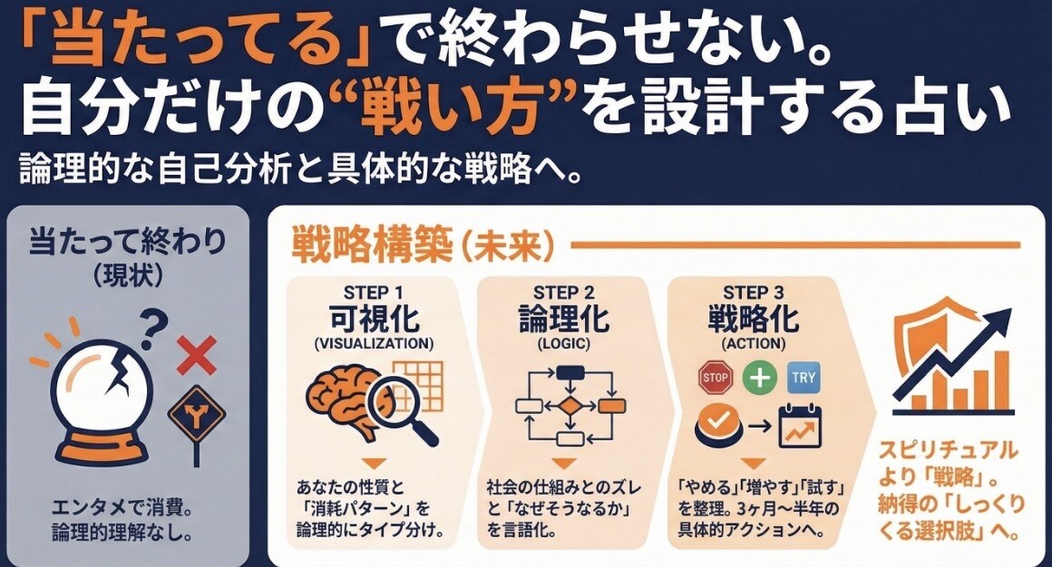 占い✖︎戦略で占いと戦略的に行動を設計します 当たってるけどどうすれば良いかわからないがない占い イメージ1