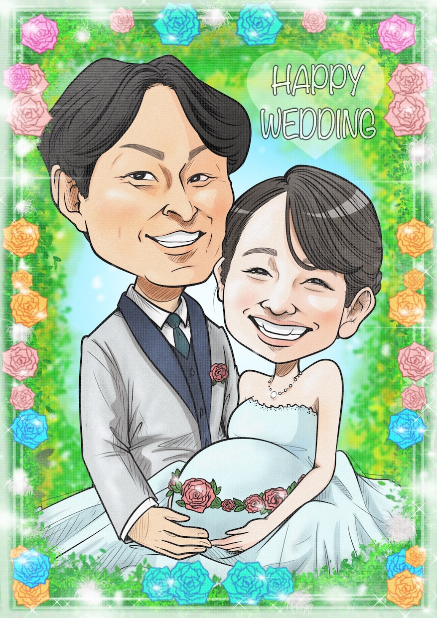 可愛い似顔絵ウェルカムボードお描きします ご要望に寄り添った似顔絵お描きします イメージ3
