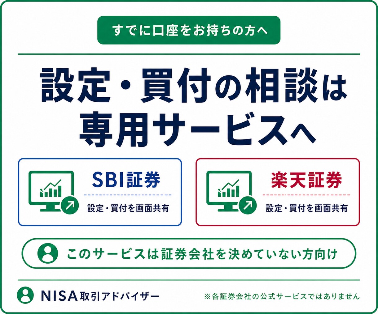 新NISAの証券会社選びから開始まで伴走します 口座をまだ持っていない初心者向け｜選び方から伴走 イメージ5