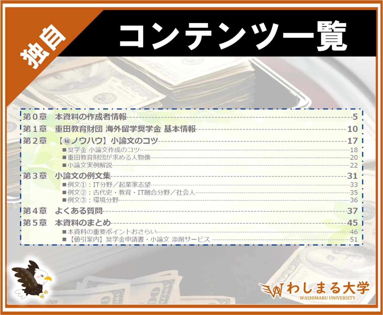 重田海外留学奨学金┃小論文のコツ・例文集提供します 【20万円/月】海外留学奨学金の作文攻略ノウハウを徹底解説！ イメージ2