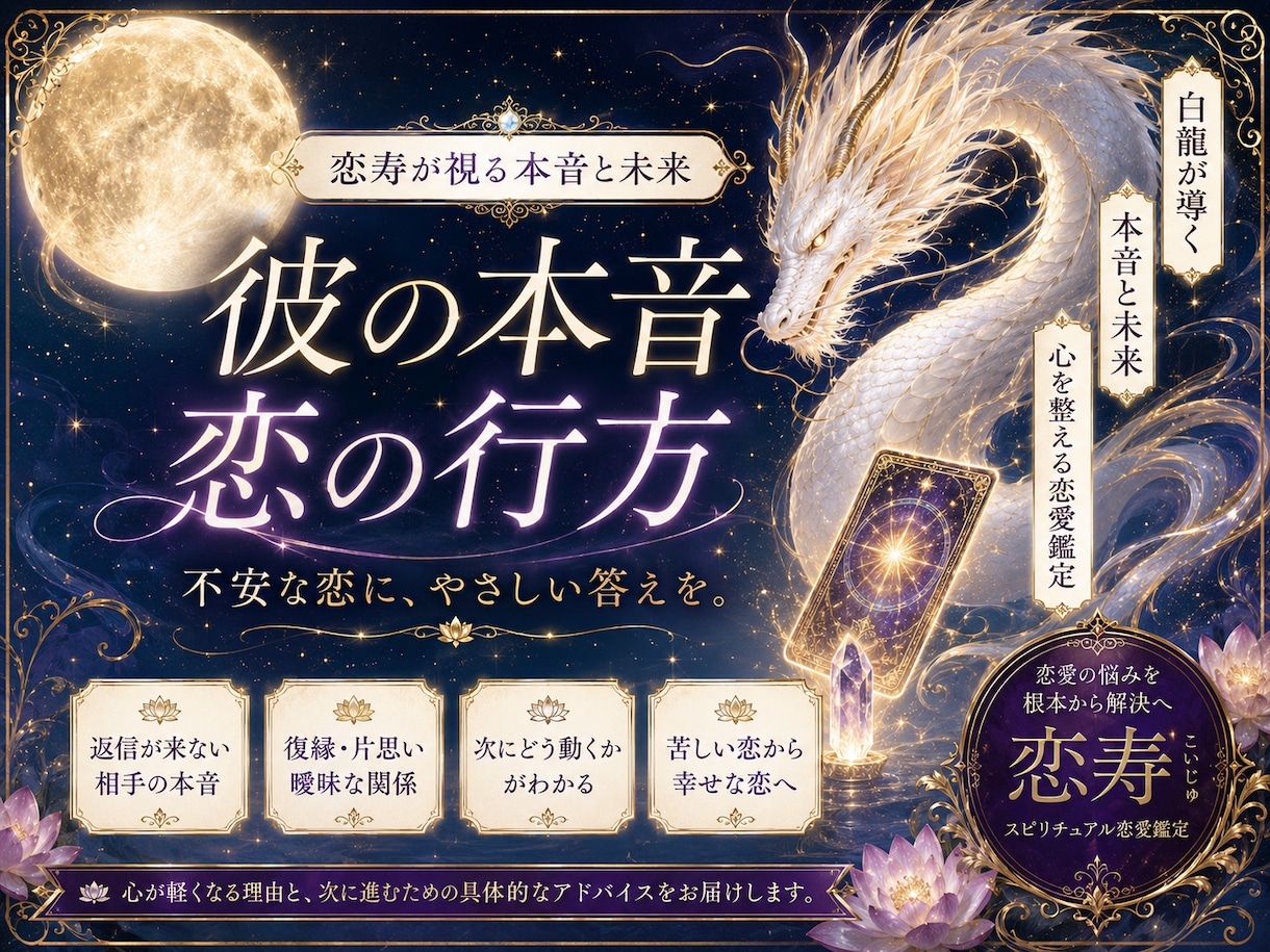 返信に揺れる彼の本音と恋の行方を占います 返信が来ない／来ても不安な恋を1,500文字以上で鑑定 イメージ1