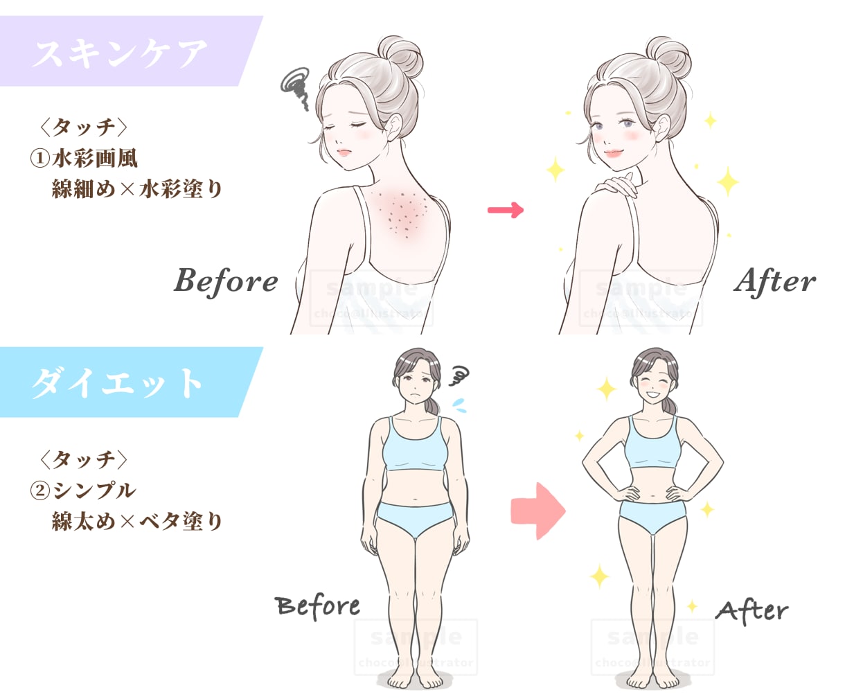 美容・ファッションの挿絵やカットイラスト作成します 商品・サービスを“ワンランク上”に見せる女性向けイラスト イメージ5