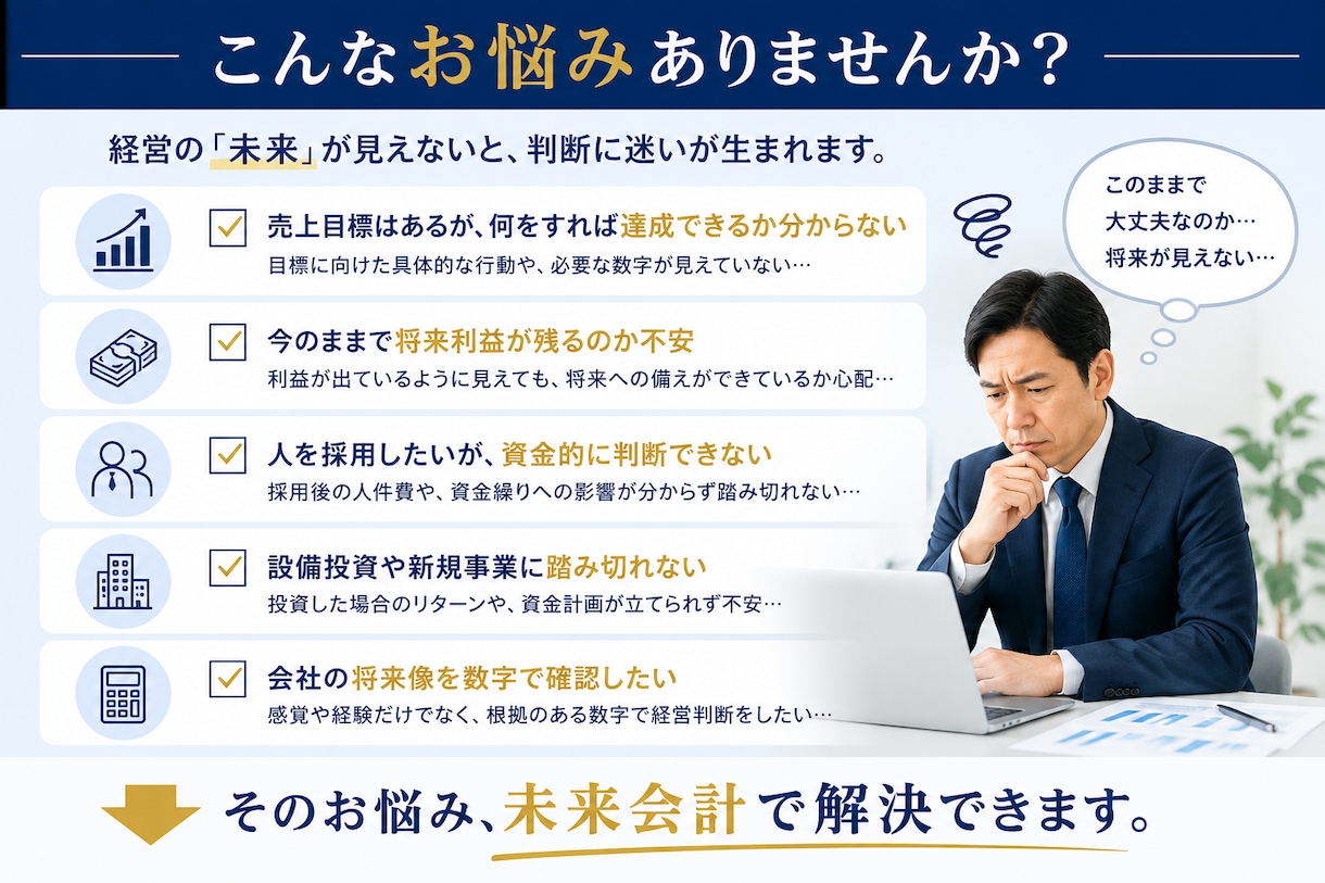 会社の未来を数字で見える化します 売上・利益・資金計画を作成し、利益が残る会社づくりを支援 イメージ2