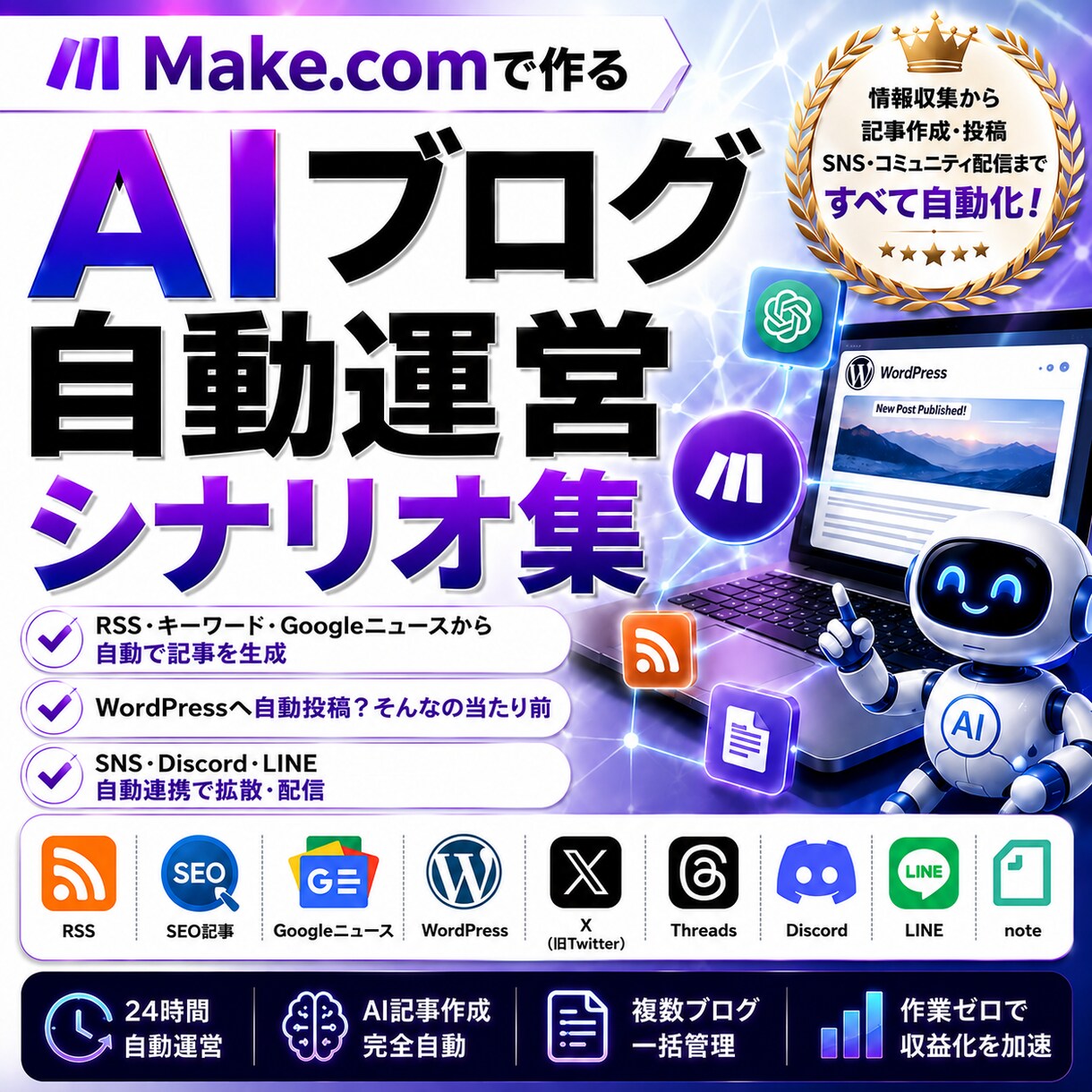 AI自動運営マニュアルのシナリオ集になります AI自動運営マニュアルで紹介のシナリオ集（プロンプト付き） イメージ1