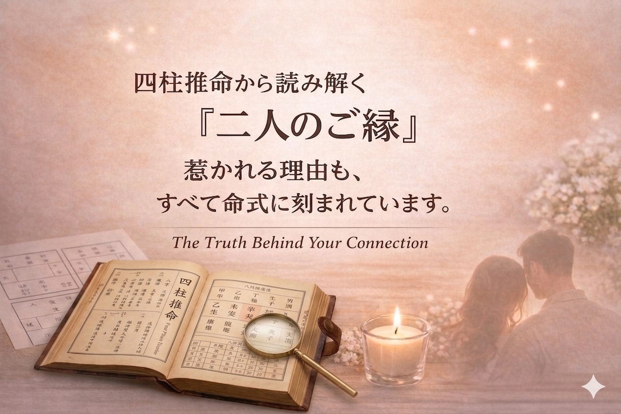 四柱推命でお二人だけの相性を読み解きます 命式と現状を重ね、お二人の「今ある縁」の真実をお伝えします イメージ1
