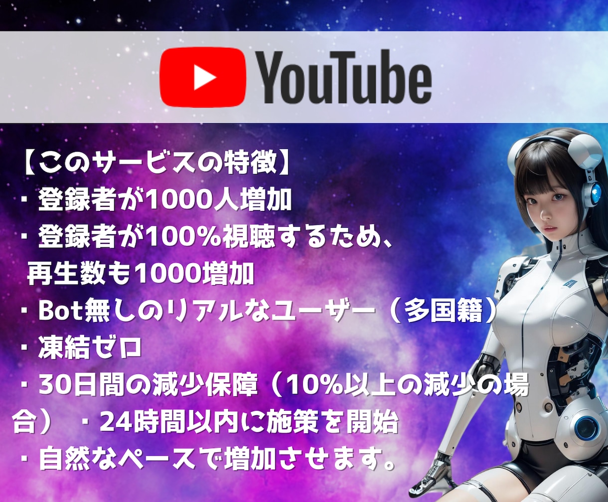 登録者1000人&再生数1000増やします YouTubeチャンネルを加速させる　30日保障付き イメージ2