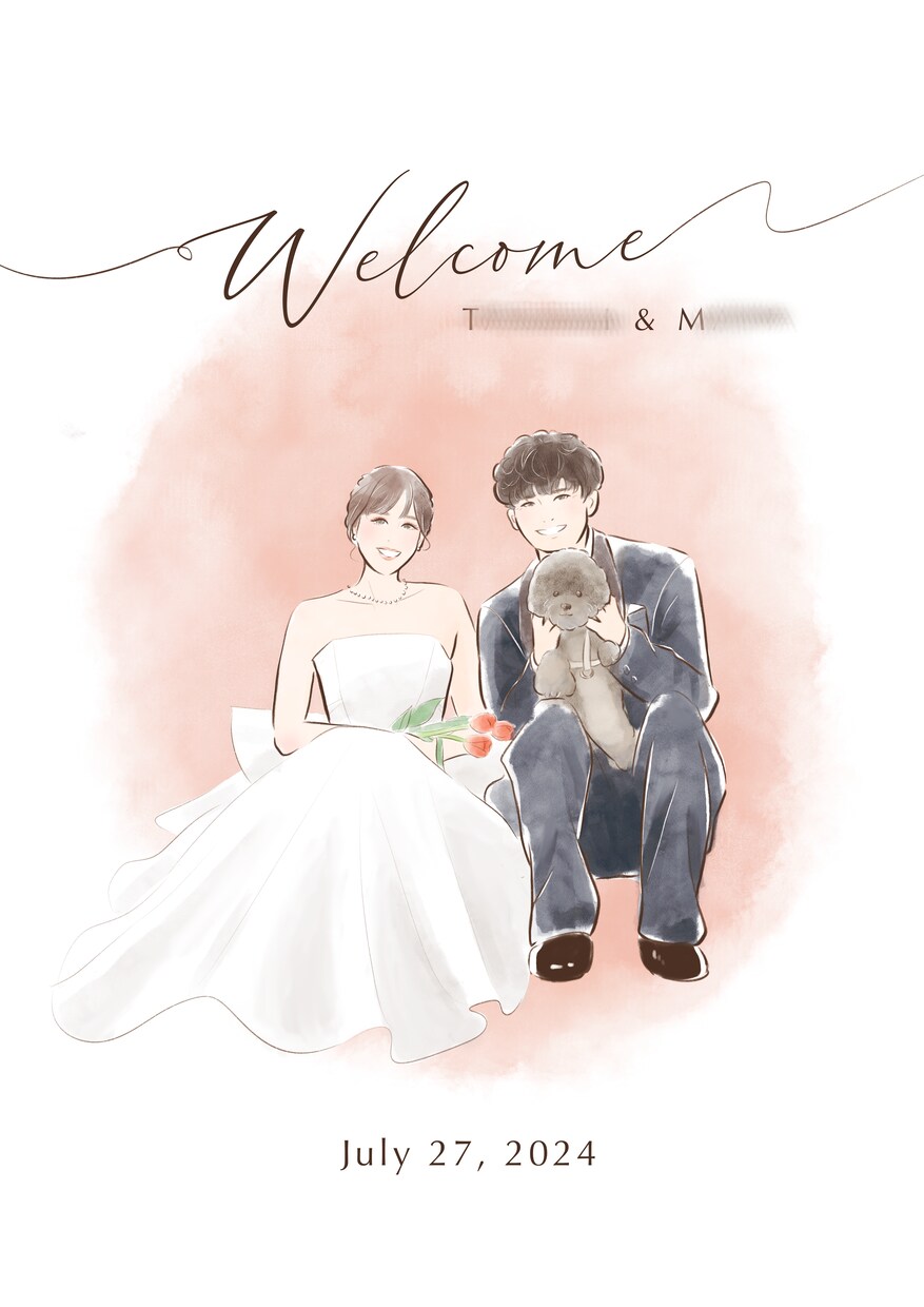 華やかで優しい結婚式ウェルカムボードを描きます ♡お写真をイラストにしてデータ納品いたします イメージ7