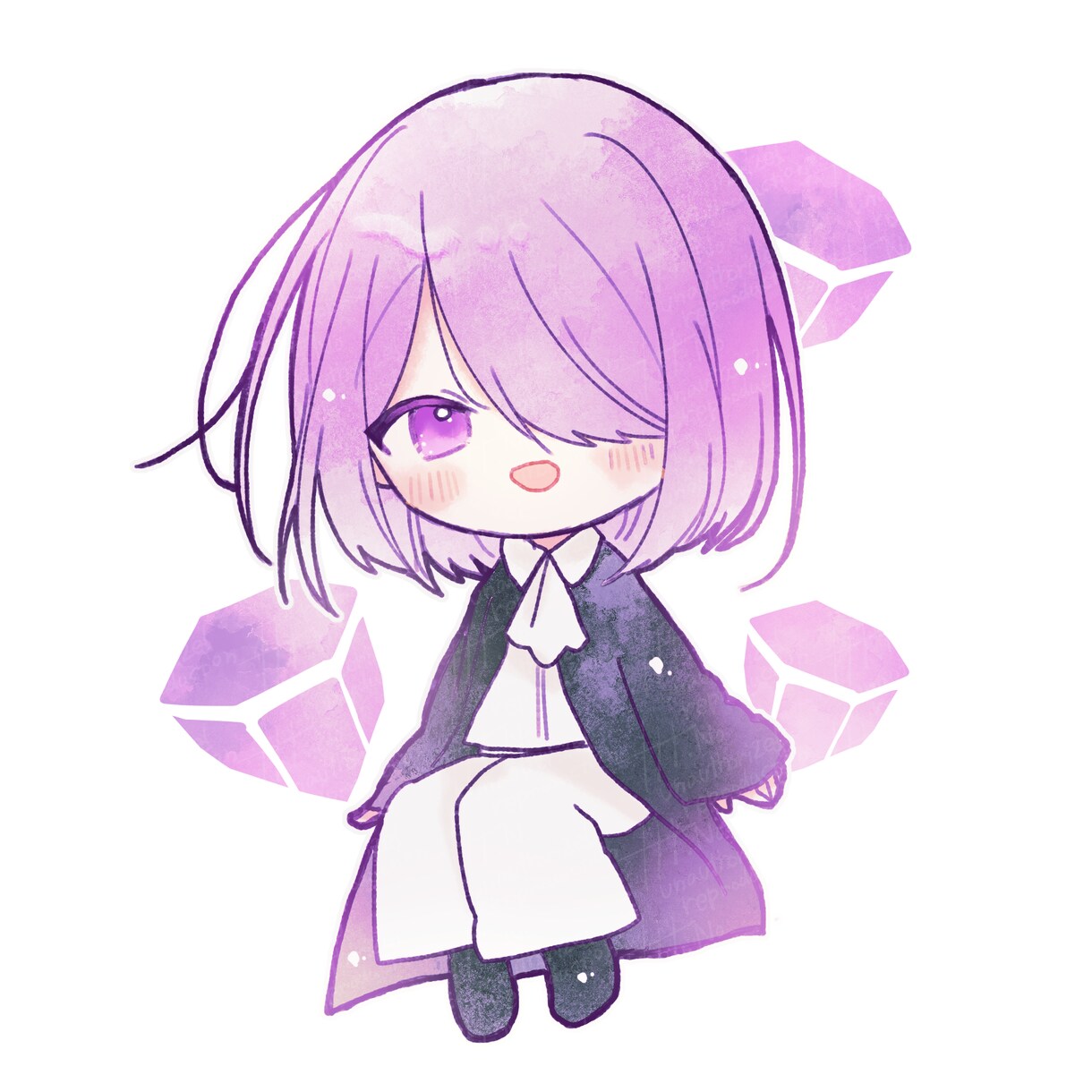 水彩風ミニキャライラストをお描きします ふんわり、キラキラした雰囲気をご希望の方へ イメージ1