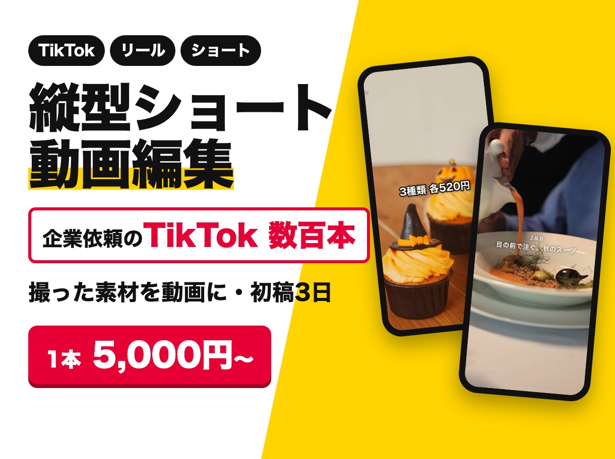 店舗・商品PRの縦型ショート動画を編集します 企業依頼のTikTok縦型を数百本編集｜初稿3日 イメージ1