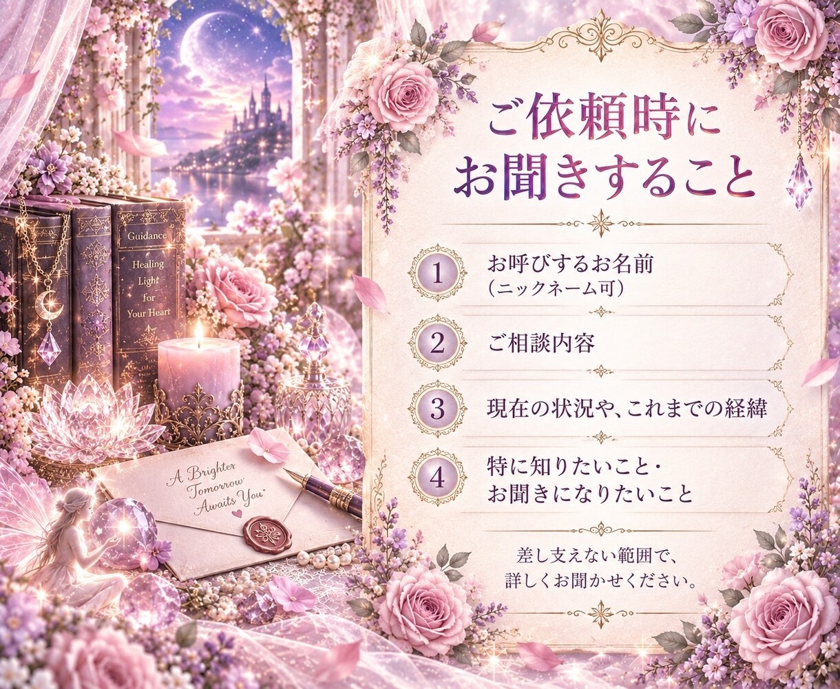 あなたの心に寄り添い、霊視で丁寧に鑑定します 生年月日不要。今のお悩みに必要なメッセージをお届けします イメージ8
