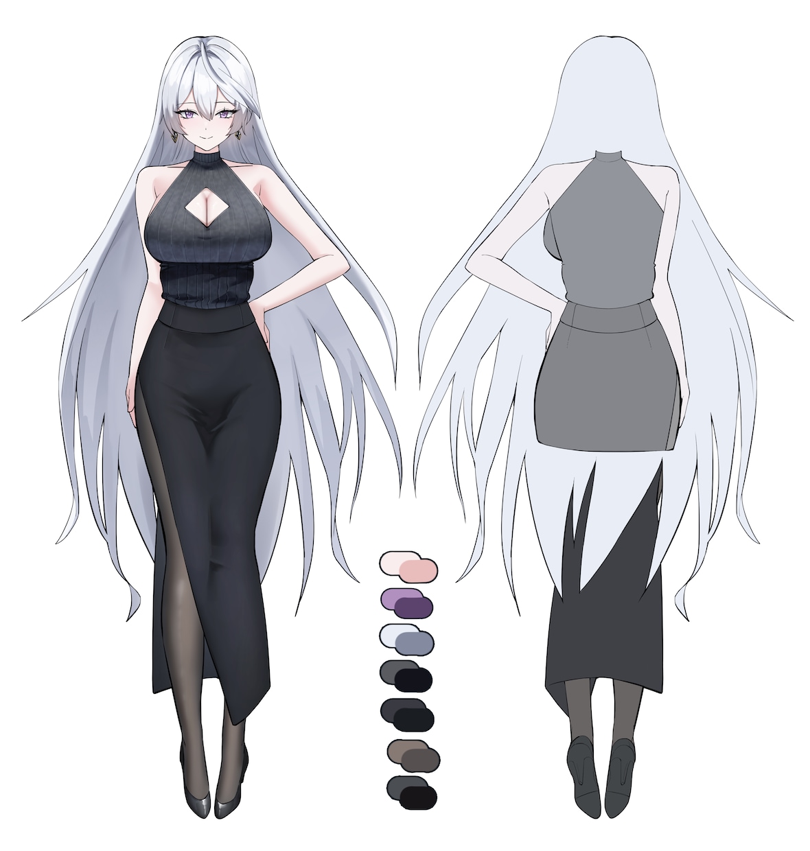 三面図、立ち絵、デザイン等を描きますます 綺麗系なかっこいい女性キャラを描きます！ イメージ5