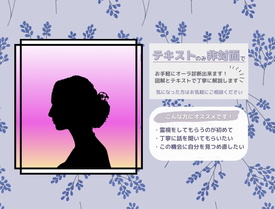 図解《霊視》あなたのオーラを見ます 簡単なやりとりで、貴方のオーラを図で伝えます イメージ1