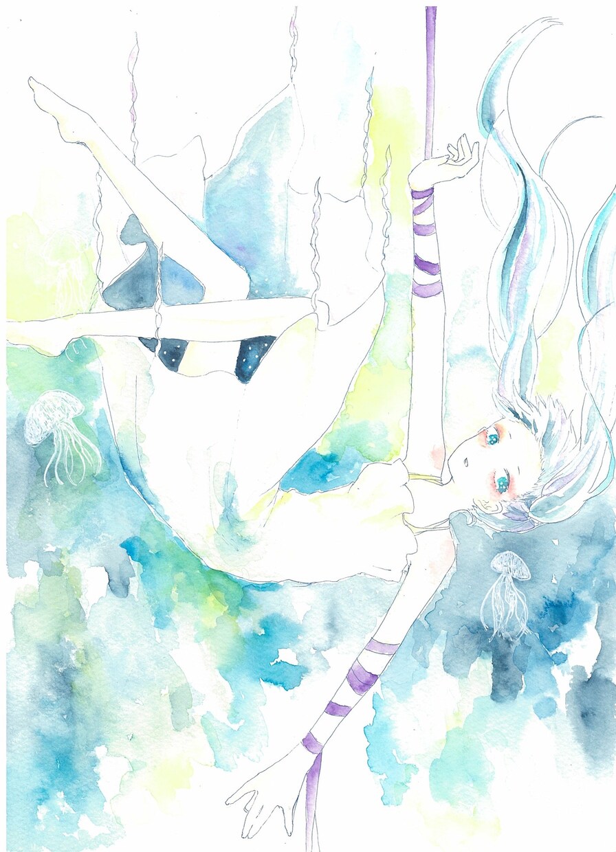 動画用や観賞用に 一枚絵描きます 歌ってみたやオリジナル曲の一枚絵に アナログイラスト イメージ1