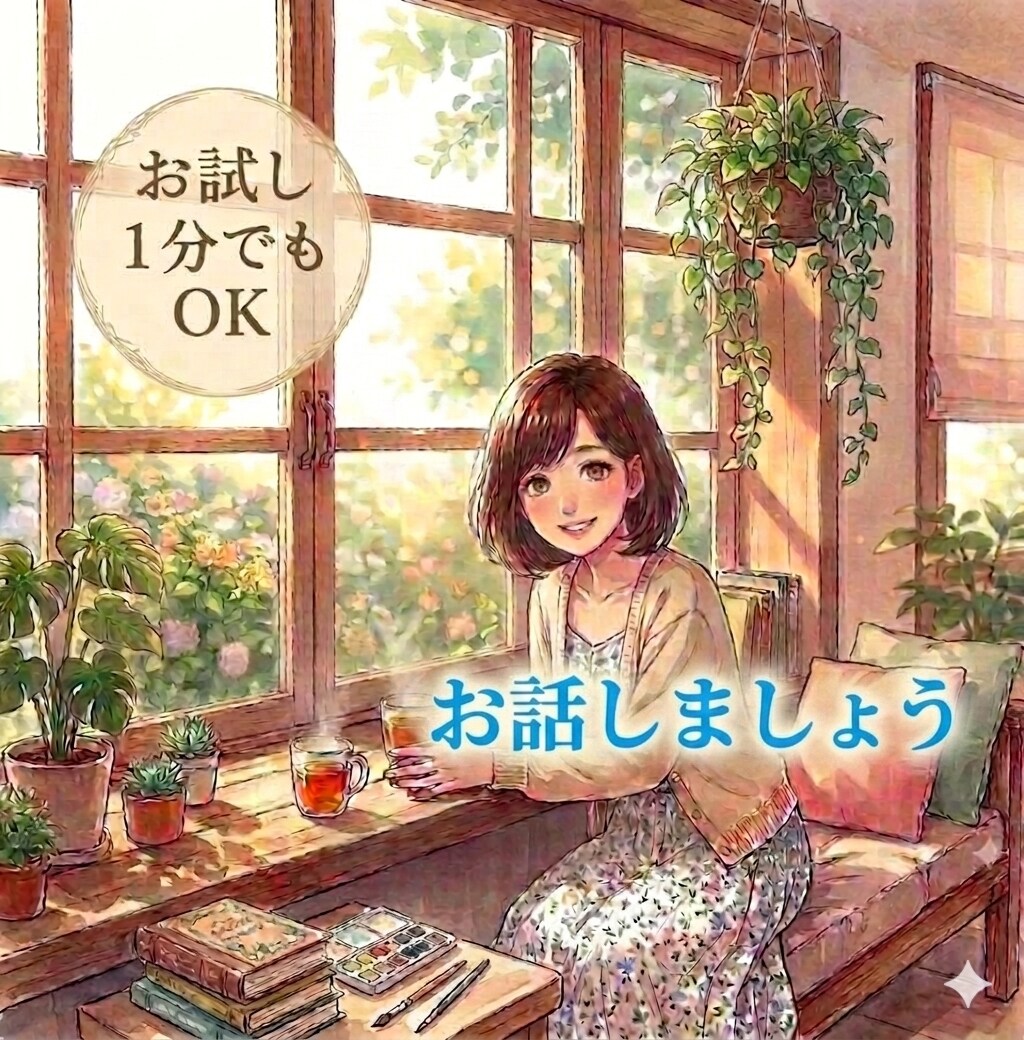 気楽にゆる～くなんでも話せる友達になります 雑談、秘密、誰かと話したい！なんでもお気軽に！短時間OK！ イメージ1