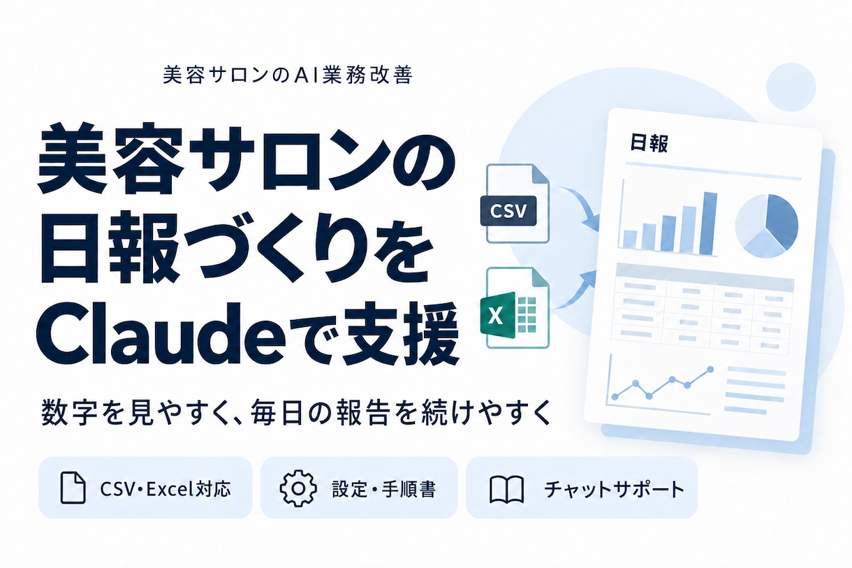 美容サロンの日報づくりをClaudeで支援します 数字を見やすく、毎日の報告を続けやすく イメージ1