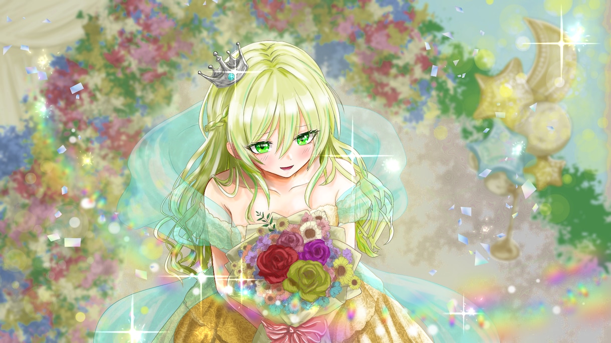 Vtuber・IRIAM向け可愛い一枚絵制作します キラキラで可愛いイラストを短納期で！ イメージ4