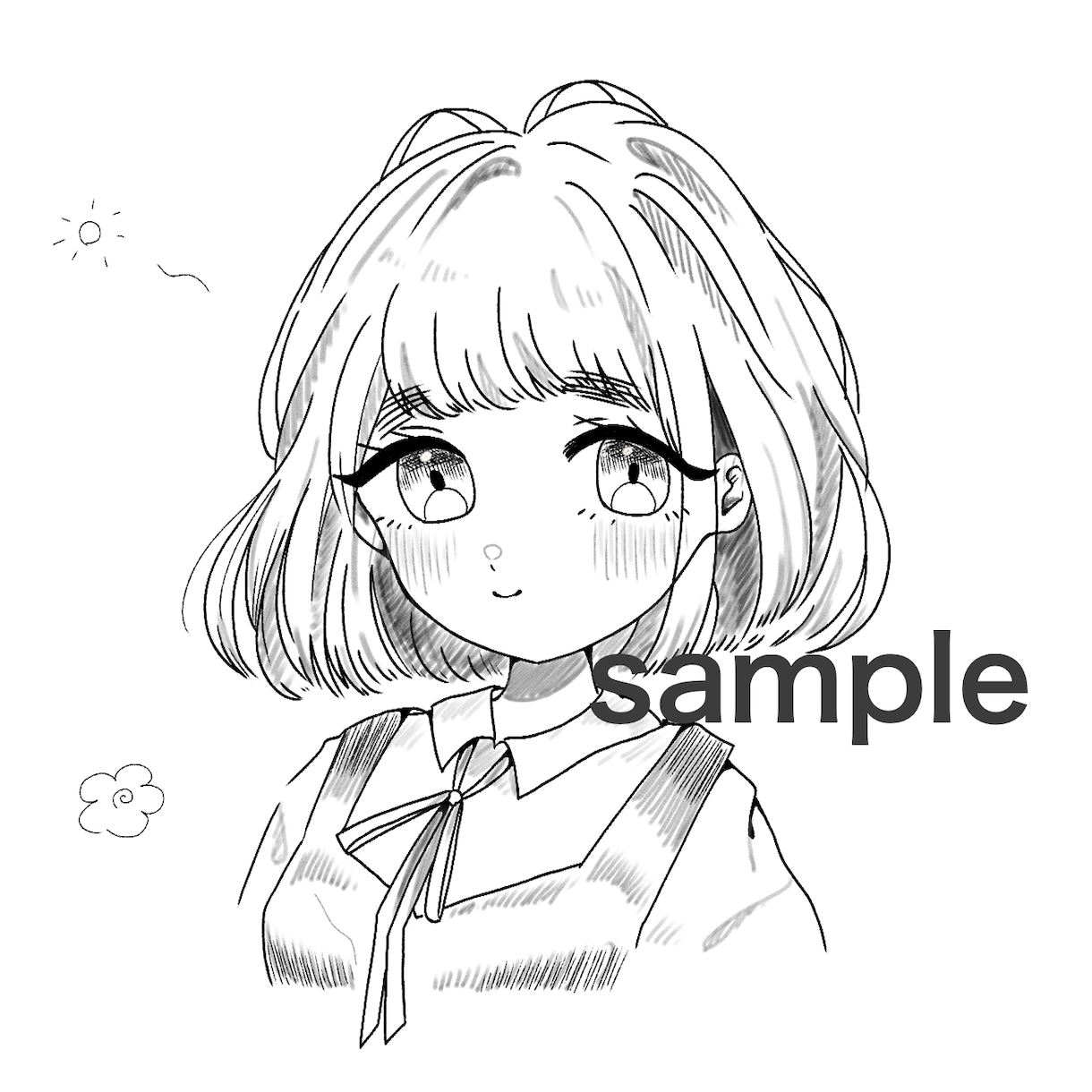 モノクロorカラーでSMS等のアイコンを制作します かっこいい〜かわいい女の子を描きます！ イメージ5