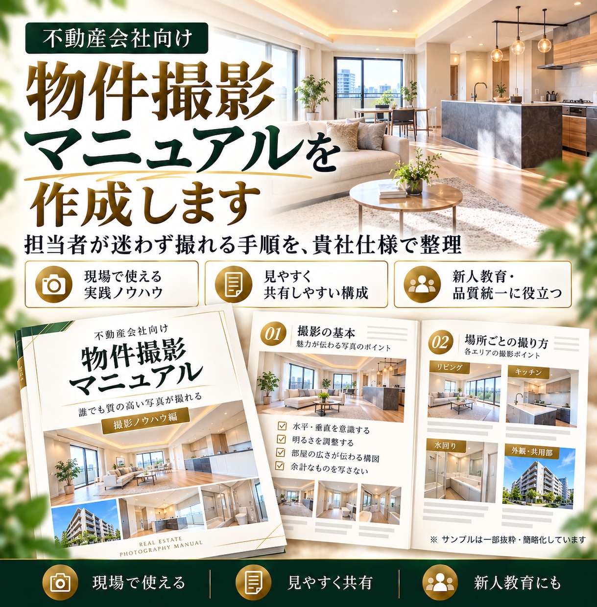 不動産会社向けの物件撮影マニュアルを作成します 担当者が迷わず撮れる手順を、貴社仕様で整理 イメージ1