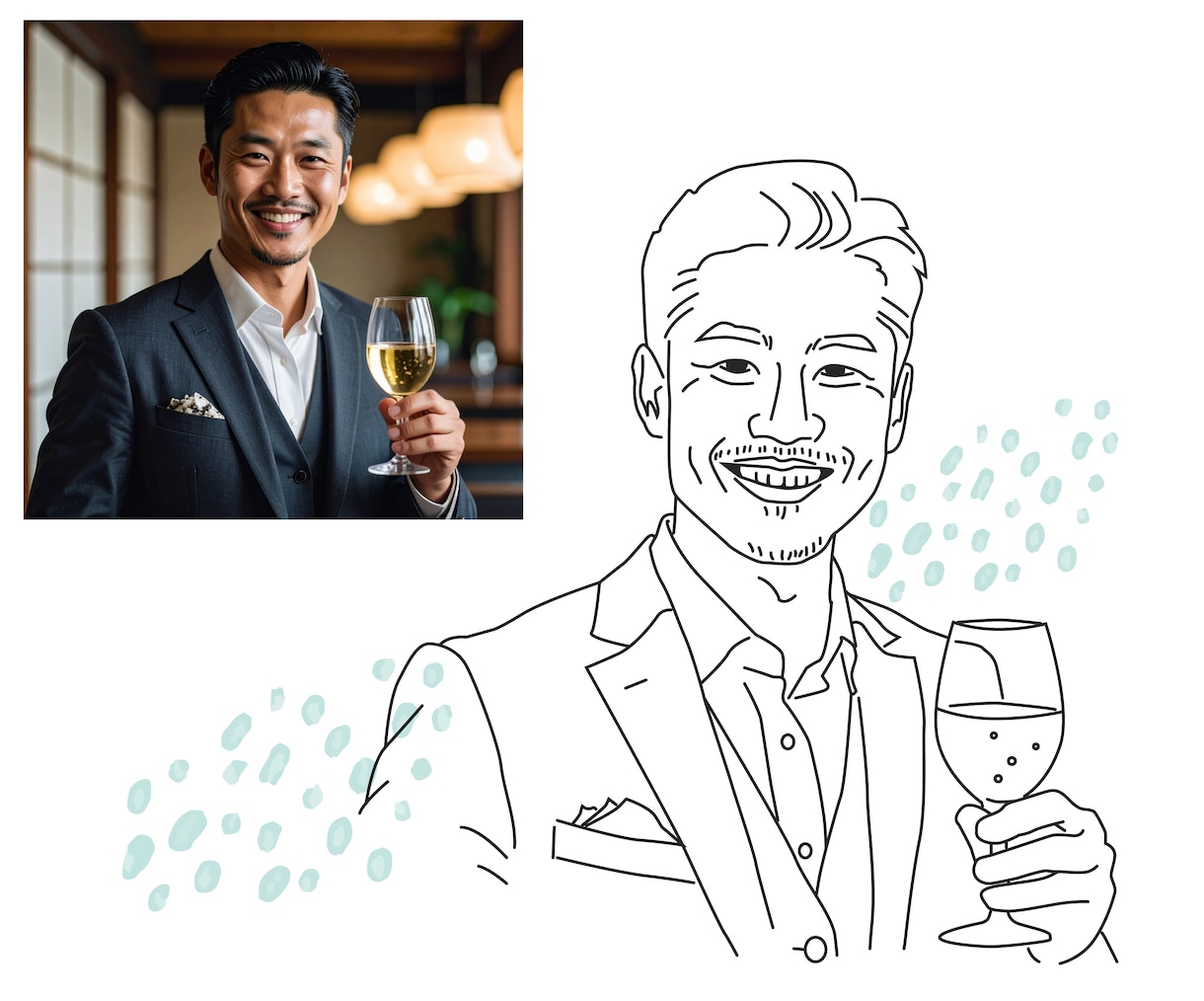 スタイリッシュな線画の似顔絵制作いたします お気に入りの写真をベースにトレースさせていただきます イメージ3