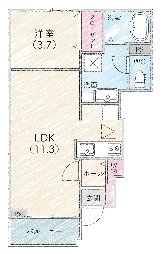 ネットやファクトに使いやすい間取図を作ります 【翌日納品可】ちょうど良いデザインの間取図です イメージ5