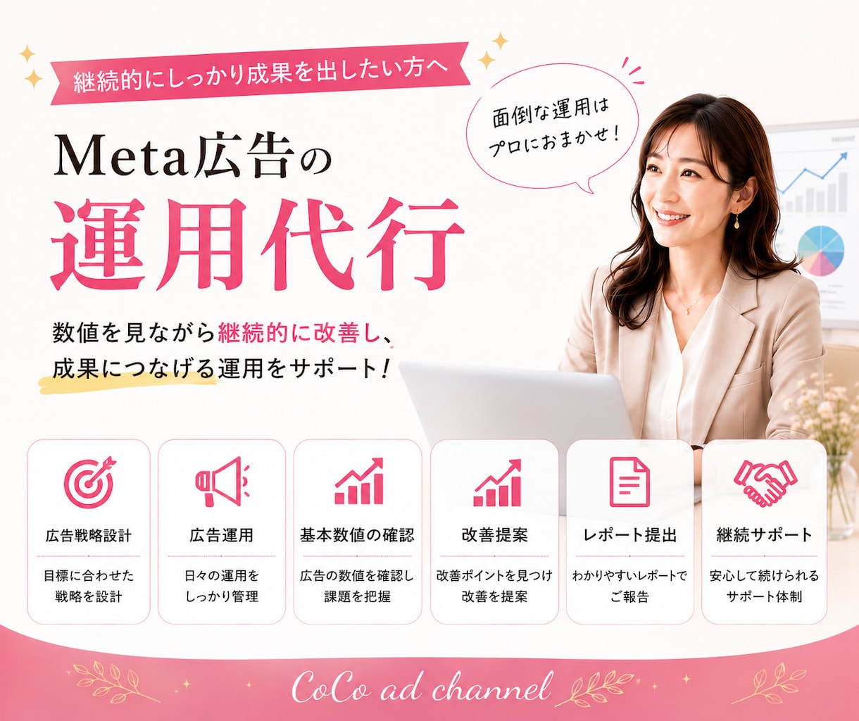 女性起業家向け Meta広告運用代行します 女性プランナーが広告運用と導線改善をサポート イメージ1