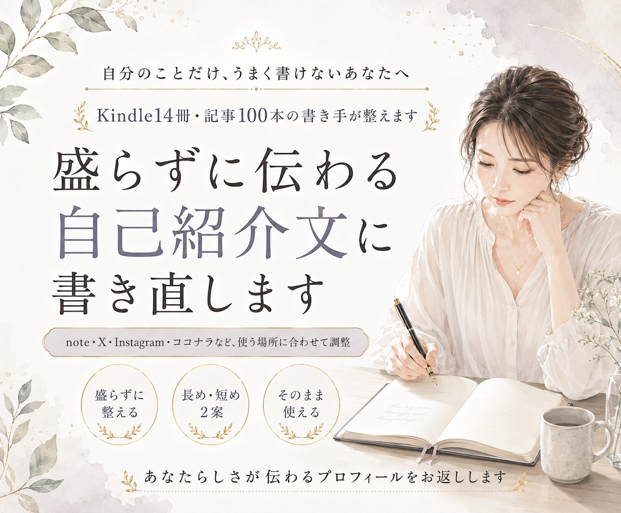 盛らずに伝わる自己紹介文に書き直します Kindle14冊・記事100本の書き手が整えます イメージ1
