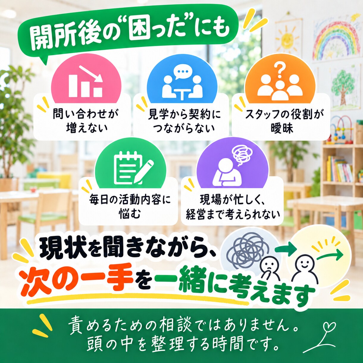 放課後等デイサービスの立ち上げ・運営相談に乗ります 書類じゃない、リアルな現場の相談に乗ります イメージ6