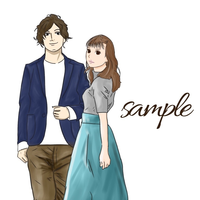 あなたのお写真からファッションイラスト作成します SNSアイコン、結婚式ウェルカムボード用などに！ イメージ4