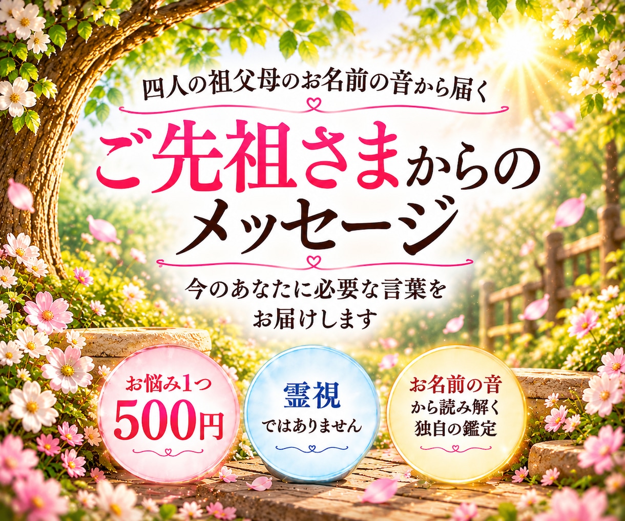ご先祖さまから今必要なメッセージを届けます 祖父母の名前の音から、今のお悩みにヒントをお届けします イメージ1