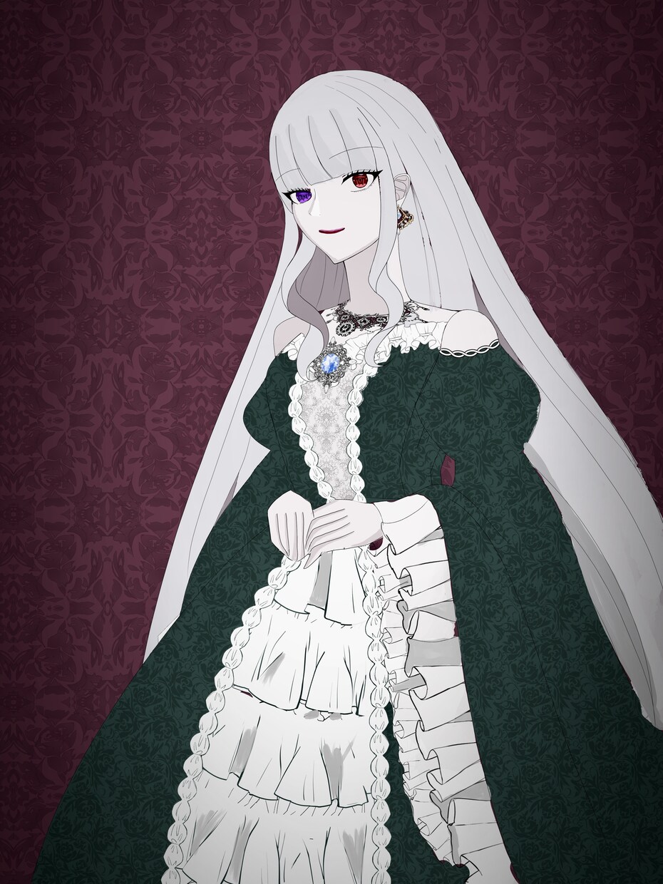 ゴシック・ダークな女性のイラストを制作します 白・赤・黒の配色を得意としています イメージ5