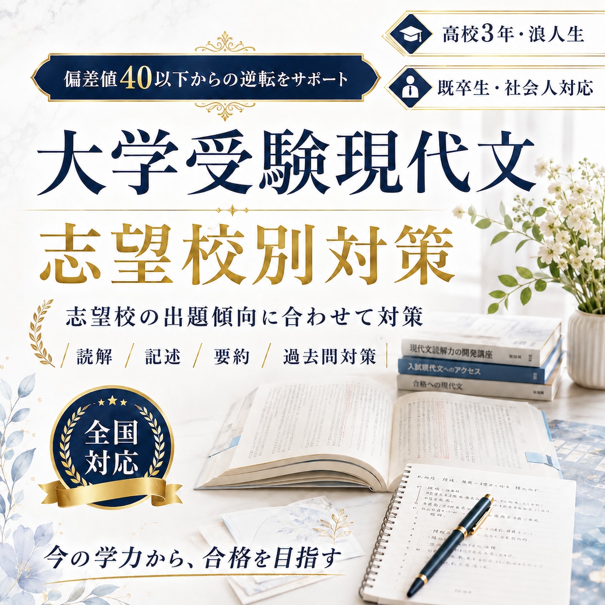 大学受験の現代文を基礎から丁寧に教えます 偏差値40以下から読み方・解き方を整理します イメージ1