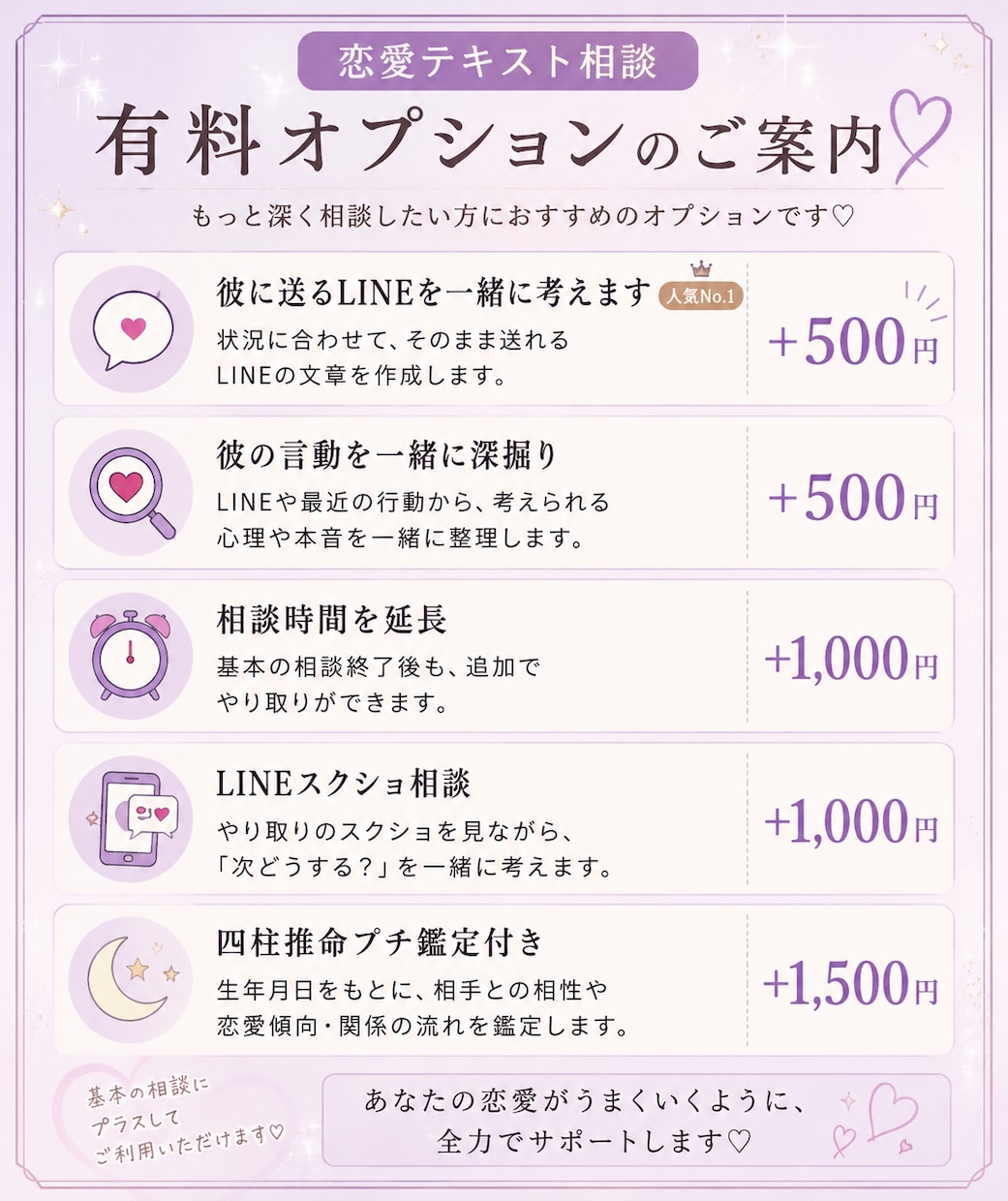 24時間チャット。恋愛のモヤモヤ全部聞きます 彼氏・復縁・片思い・音信不通｜誰にも言えない話も聞きます イメージ2