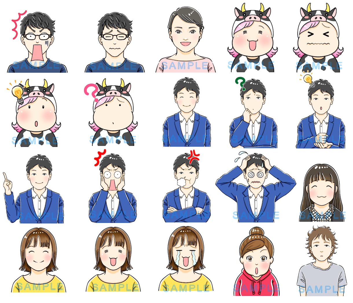 吹き出しにも！表情豊かな目立つアイコンお描きします 選べる表情28種以上！商用可！HP・ブログ・SNSを楽しく！ イメージ8