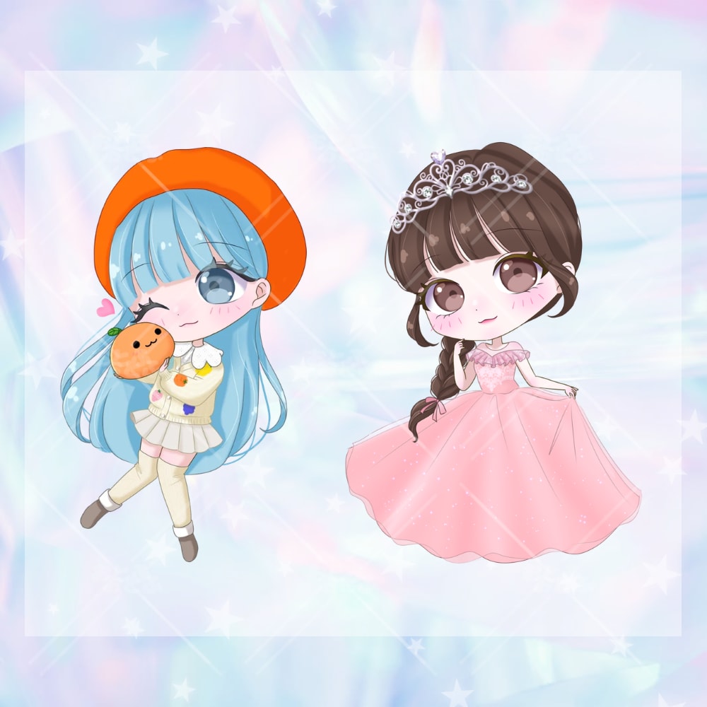 配信・推し活向け♡商用可SDミニキャラ描きます キラきゅん塗りでこだわり衣装や本人様寄せ可◎丁寧に描きます イメージ10