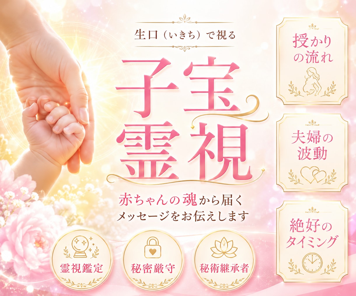 生口秘術＜生命誕生＞授かるご縁と魂の動線を視ます 赤ちゃんの魂・授かりの流れ・夫婦の波動を霊視鑑定 イメージ1