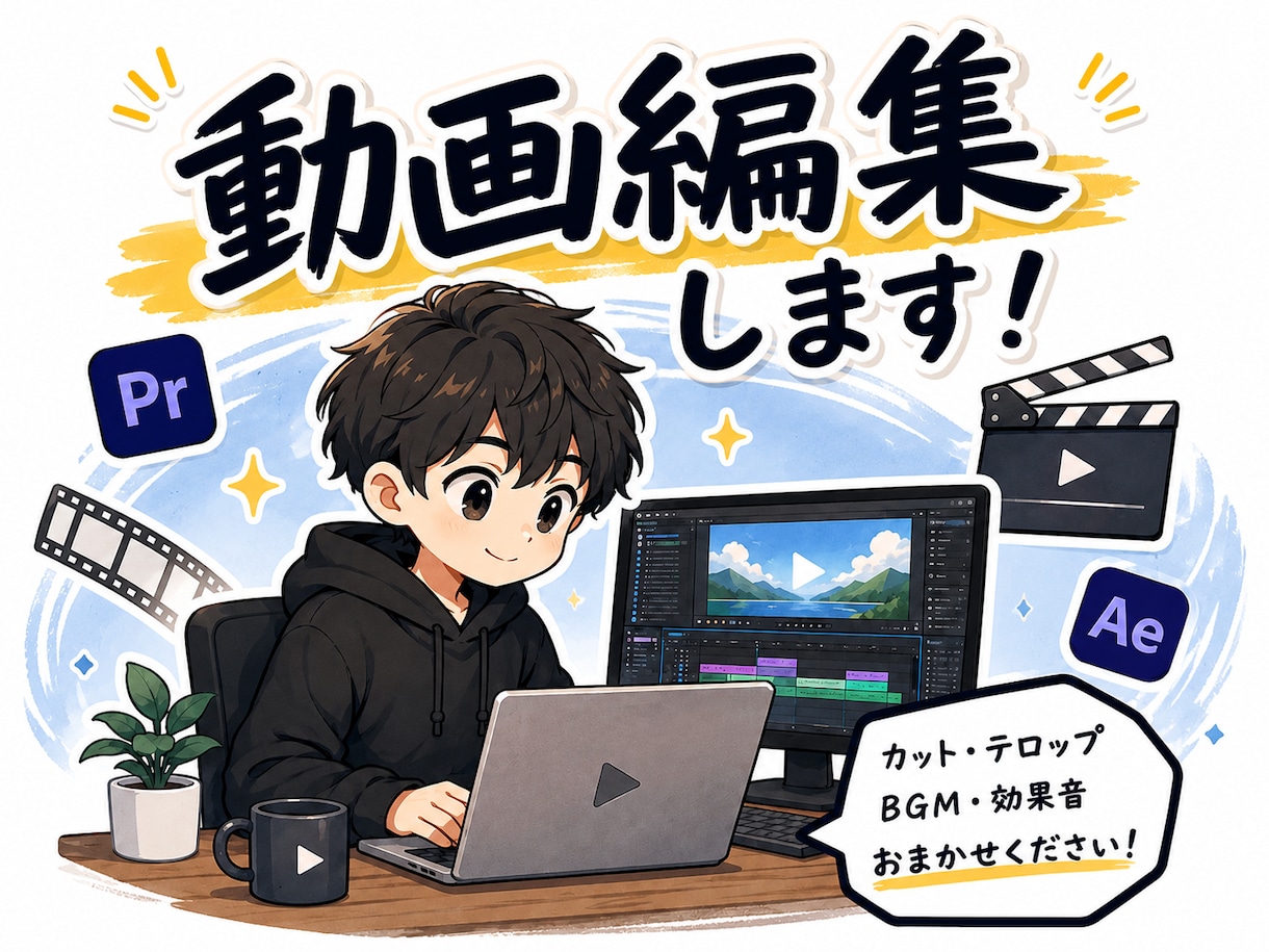 基本的な編集をします SNS配信の切り抜きなどの編集をしてるので自信はあります！ イメージ1