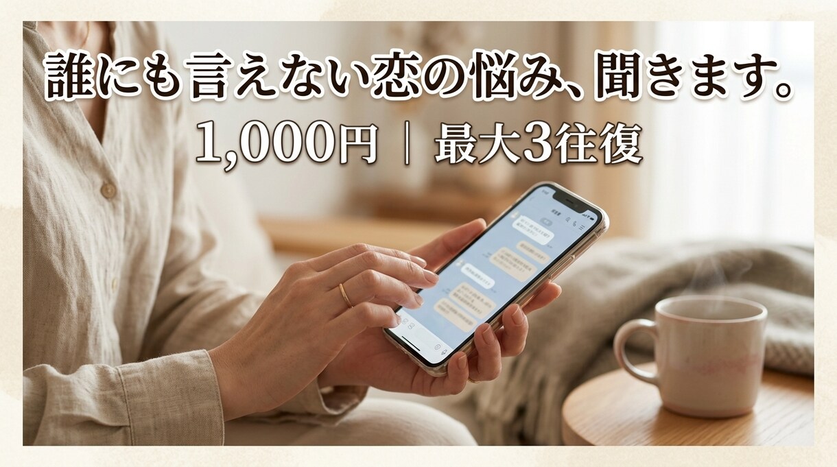 誰にも言えない悩み、1000円で聞きます 否定しません。急かしません。あなたの気持ちを一緒に整理します イメージ1