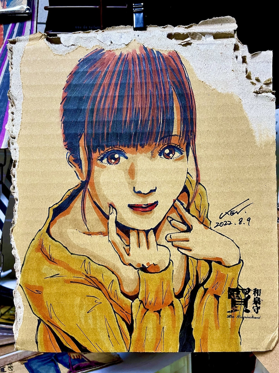 段ボールに似顔絵描きます 個性的な素材で世界で1枚の似顔絵を イメージ8