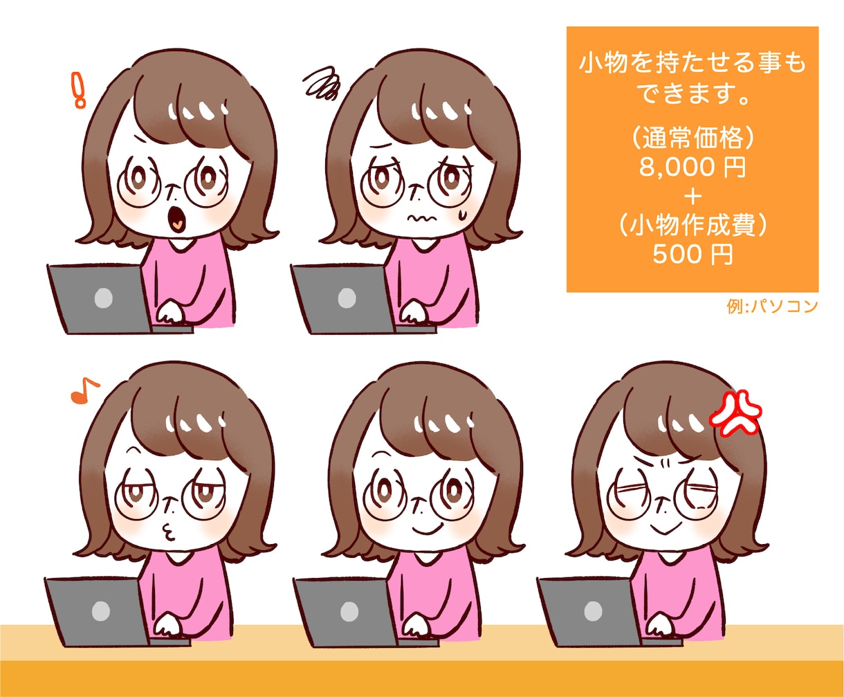 喜怒哀楽☆表情豊かなアイコン5種類セット制作します 小さなアイコンイラストに最適★ブログやSNSにどうぞ！ イメージ3