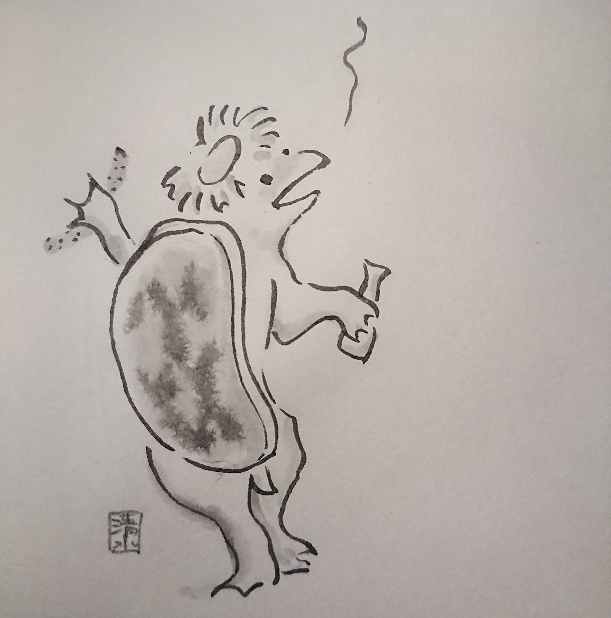 墨絵・水墨画を手描き、データ納品します 紙と墨の滲みが美しい本格水墨画。彩色も可能です。 イメージ5