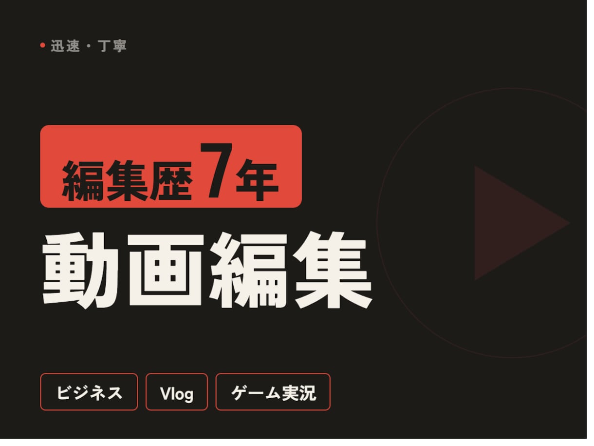 編集歴7年｜動画を迅速・丁寧に編集します ビジネス系・Vlog・ゲーム実況等、幅広いジャンルに対応！ イメージ1