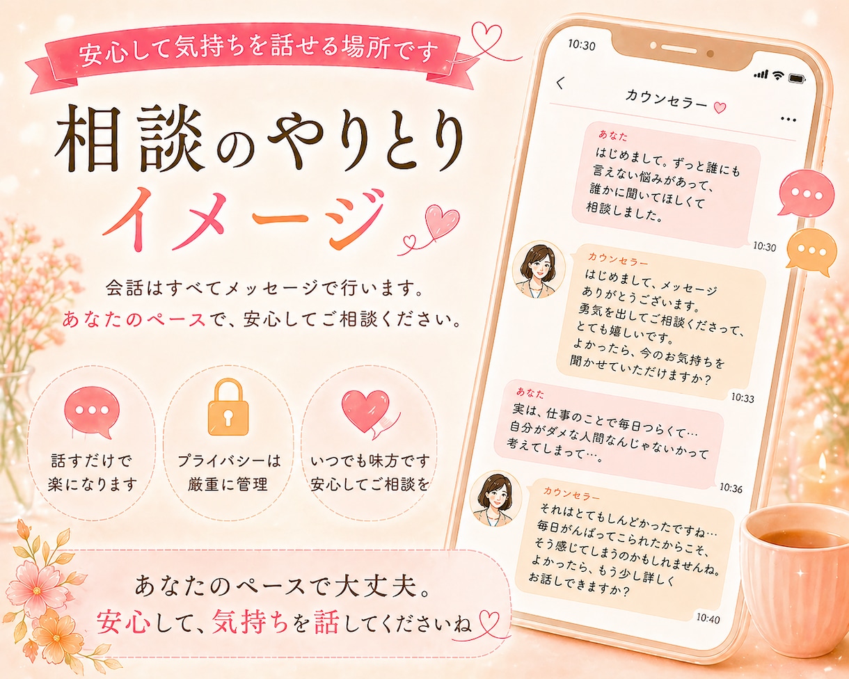 SNSで気軽に相談できる安心の場所をお届けします _3日で3通_話すだけでも大丈夫、やさしく寄り添います イメージ6