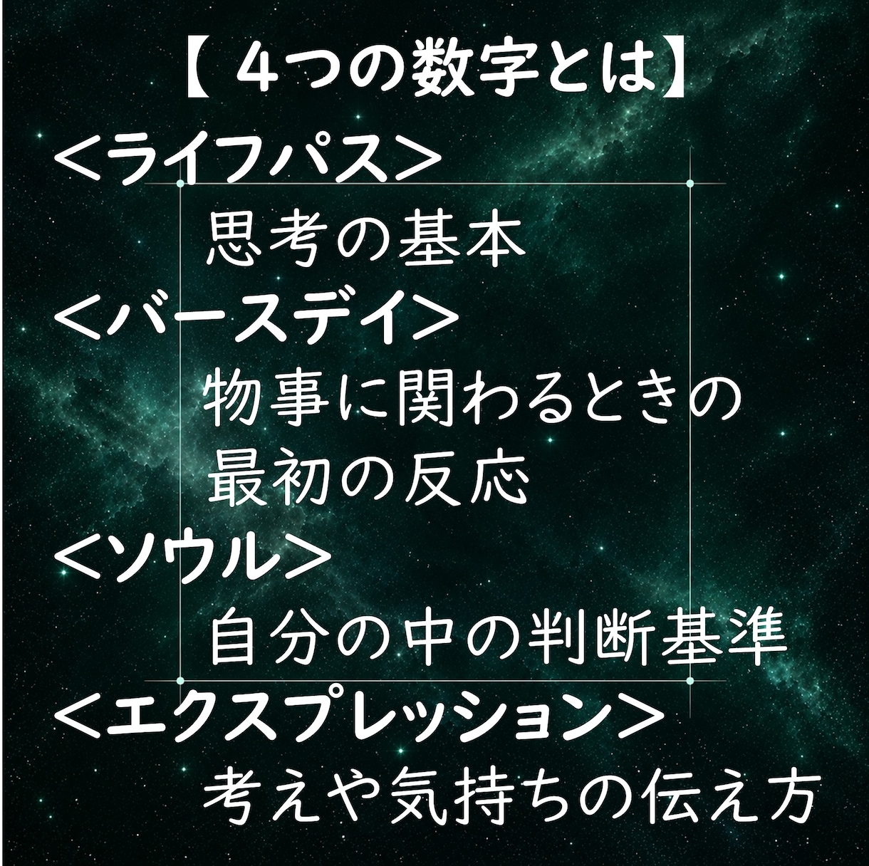 生年月日と名前から自分の取扱説明書を作ります 4つの数字から、内側と外側のズレ・疲れやすさを深く観測 イメージ3