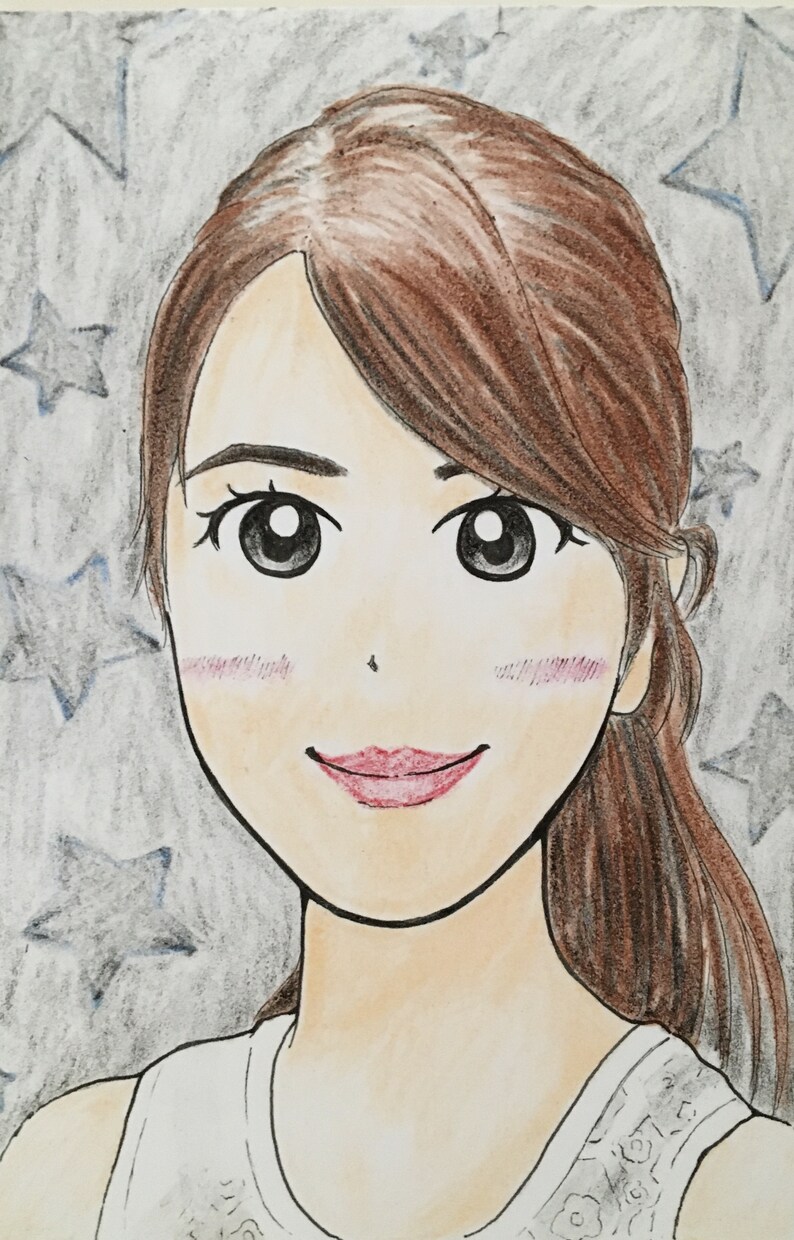 世界に１つだけ✨手描きの似顔絵を郵送〒します ハガキサイズ用紙なのでプレゼントや写真立てにいかがですか？ イメージ9