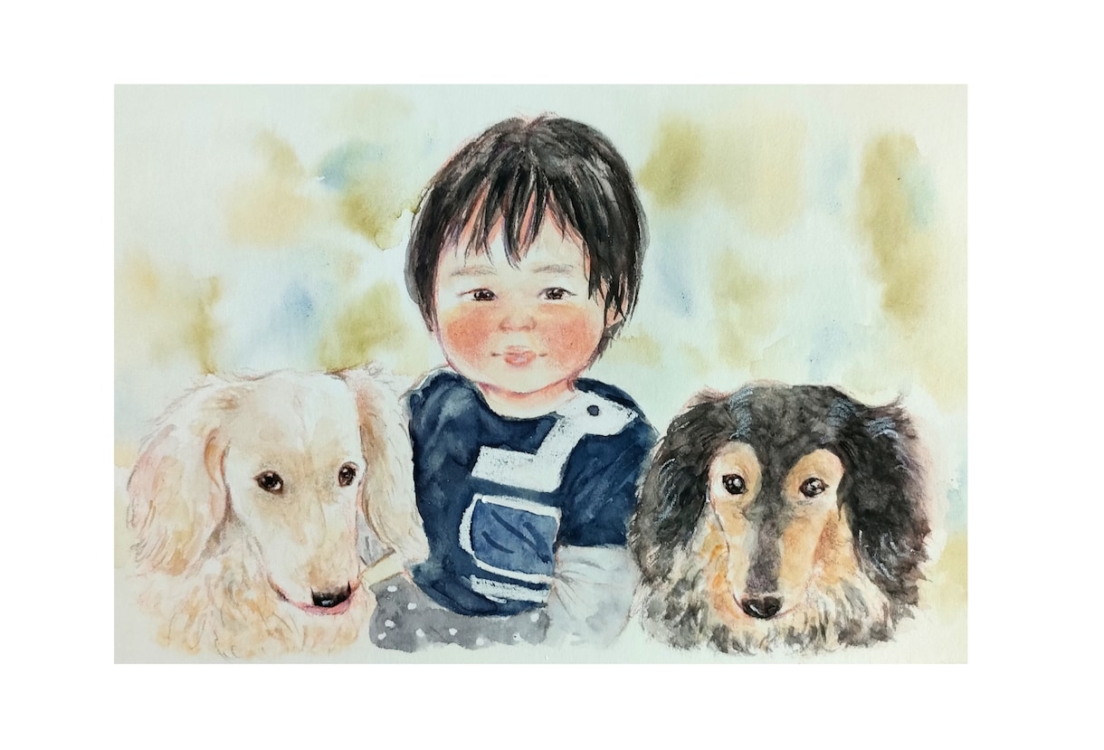 手描き水彩で温かい似顔絵をお描きしいたします プレゼントにも大人気☆2Lサイズ イメージ9