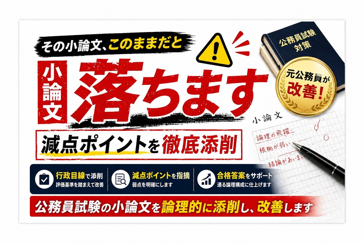 その小論文通用しますか？添削して合格レベルにします 元公務員が論理構成から徹底添削します イメージ1