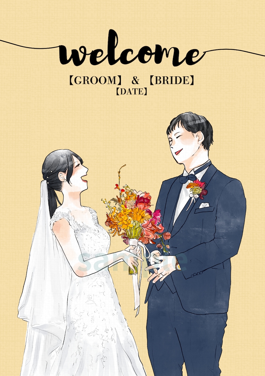 フルカラー似顔絵でウェルカムボード描きます 結婚式からSNSまで使えるデータ納品の似顔絵イラスト イメージ7