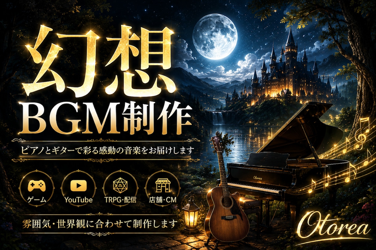 ゲーム・YouTube向け幻想的BGM制作します 雰囲気あるピアノとギターで感情的なBGMを制作します イメージ1