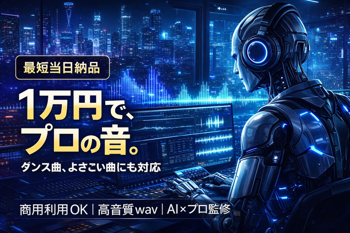 最短当日　タイパ・コスパ重視の楽曲制作します AIで工程短縮し1万円でプロの仕上がりをお届けします イメージ1
